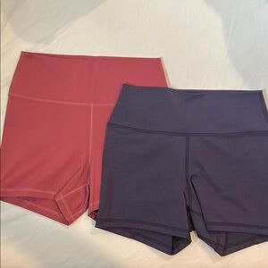 Two Pack FLEO Women's High-Waist 3-inch Inseam Biker Shorts - Pink and Purple